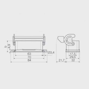 Embase        encastrée pour prise 10 broches • 2 verrous
