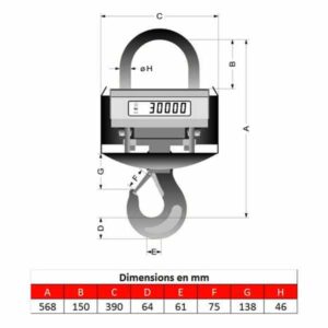 Peson    10t • Crochet peseur 10t • Dynamomètre 10t • Pesage pour fonderie de 0 à 10000kg • KGW10