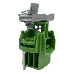 Porte câble d’extrémité acier avec cintre rotatif plastique pour câble Ø5 à 38 mm pour rail 30 x 32 x 2 mm