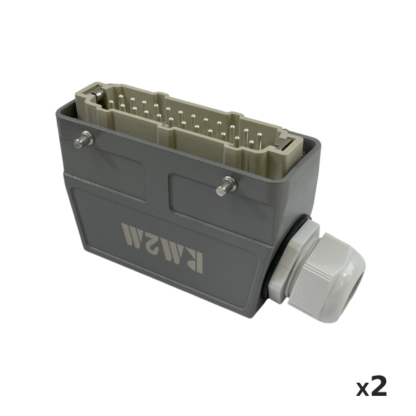 2 prises mâles complètes • 24 broches • 4 ergots