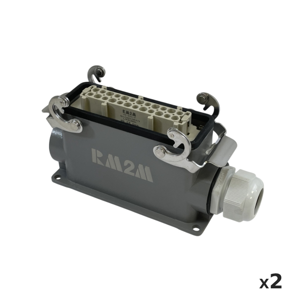 2 prises femelles complètes • 24 broches • 4 verrous