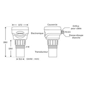 Capteur de mesure de niveau à ultrasons portée 0.3 à 10 mètres
