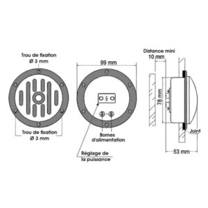 Avertisseur       sonore encastrable • son continu 105dB