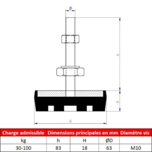 Pied de machine        • Pour charge 30 à 100 kg