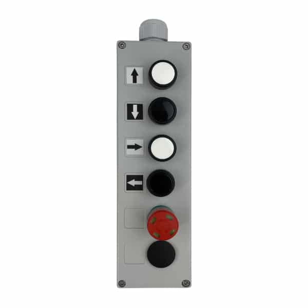 Boîte à boutons pneumatique pour circuit de commande 2,7 x 4 mm 1 vitesse  de levage • arrêt d'urgence