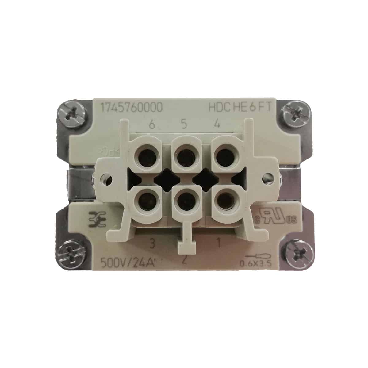 Prise    femelle 6 broches (serrage par ressort) • HE-006-FS