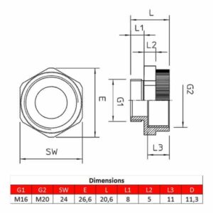 Amplificateur pour presse-étoupe • M16 à M20