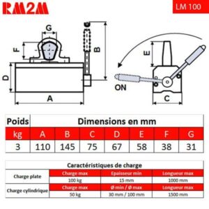 Aimant          de levage 100 kg • LM100
