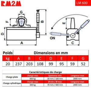 Aimant        de levage 600 kg • LM600