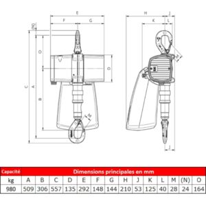 Palan                  pneumatique J.D.NEUHAUS ATEX • Usage standard • 980 kg