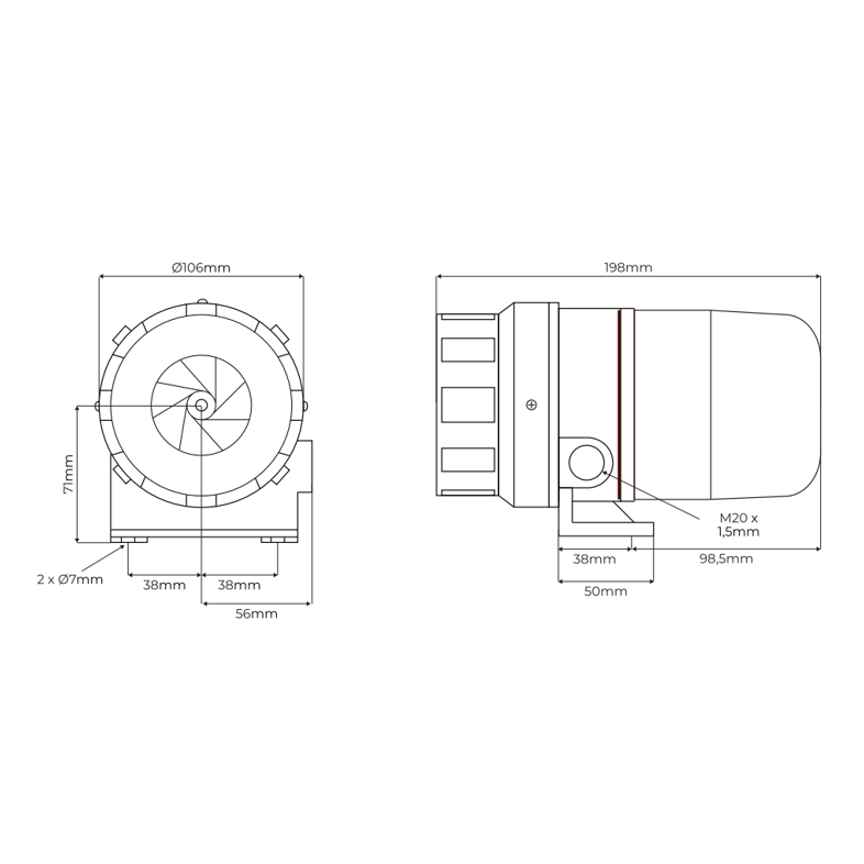Plan Sirene Industrielle Sirène motorisée AS200 – 230 VAC – 127dB
